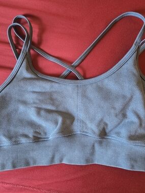 JoyLab Steel Blue Ribbed Crossback Sports Bra & Legging Set - Size M